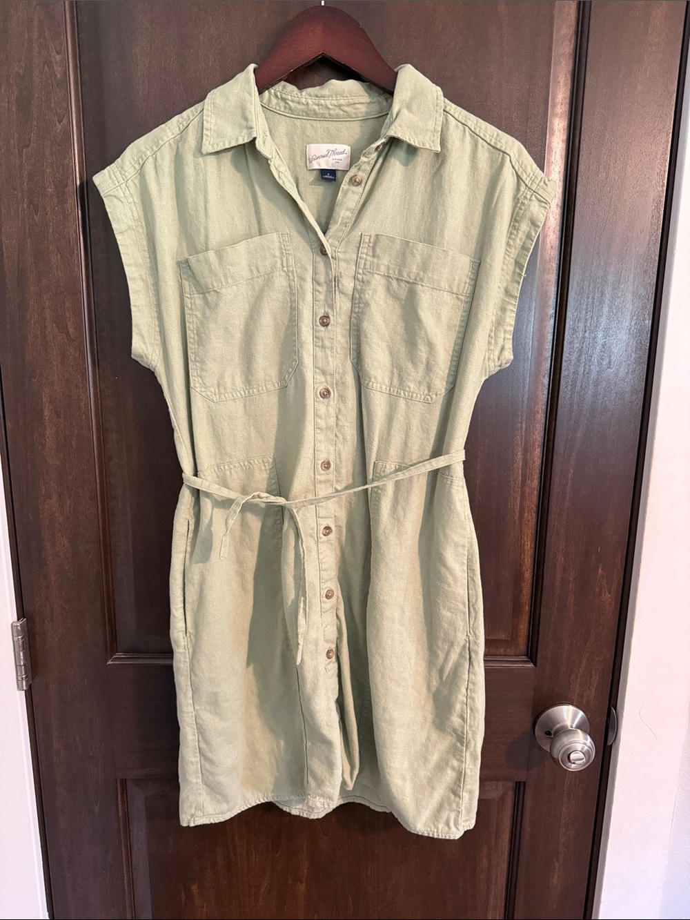 Universal Thread Sage Green Button-Front Mini Dress